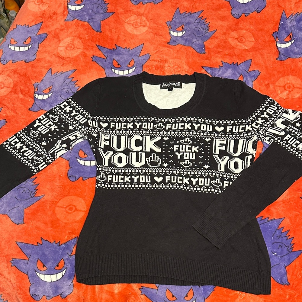 Sourpuss F YOU Knit Crewneck Sweater
